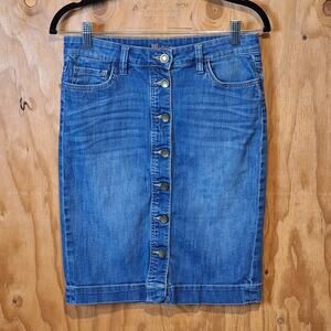Kut from the Kloth Button Up Denim Mini Skirt Women 2 Cotton Y2K Classic Preppy